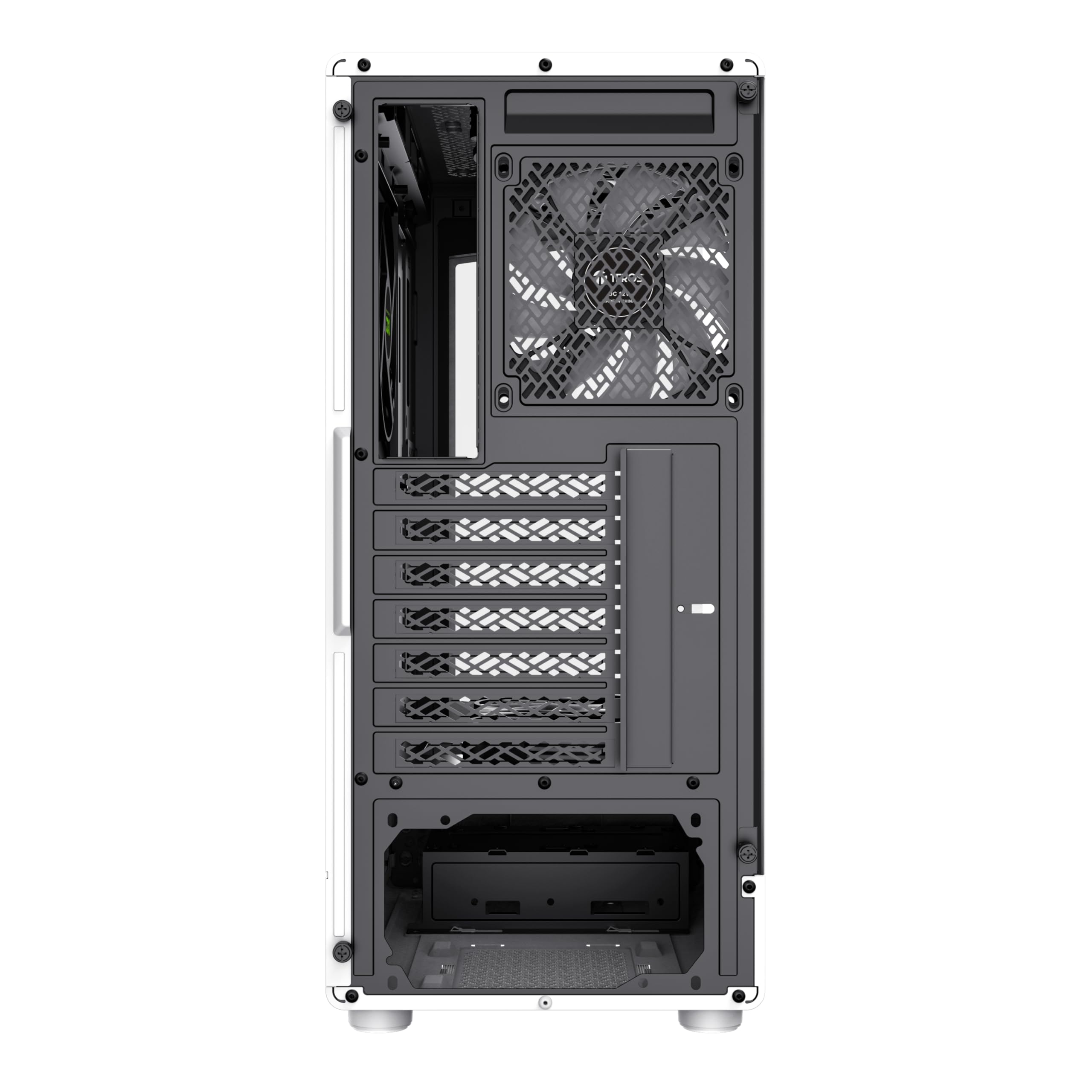 TEROS 13122G Caja PC Gaming ATX Caja Blanca Torre de hasta 5 Ventiladores Frontal ARGB, compacta