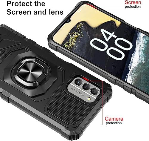 Miniatura 4 de Funda inalámbrica Galaxy para Nokia C300G100 con protector de pantalla de vidrio templado, soporte de coche con anillo de soporte a prueba de