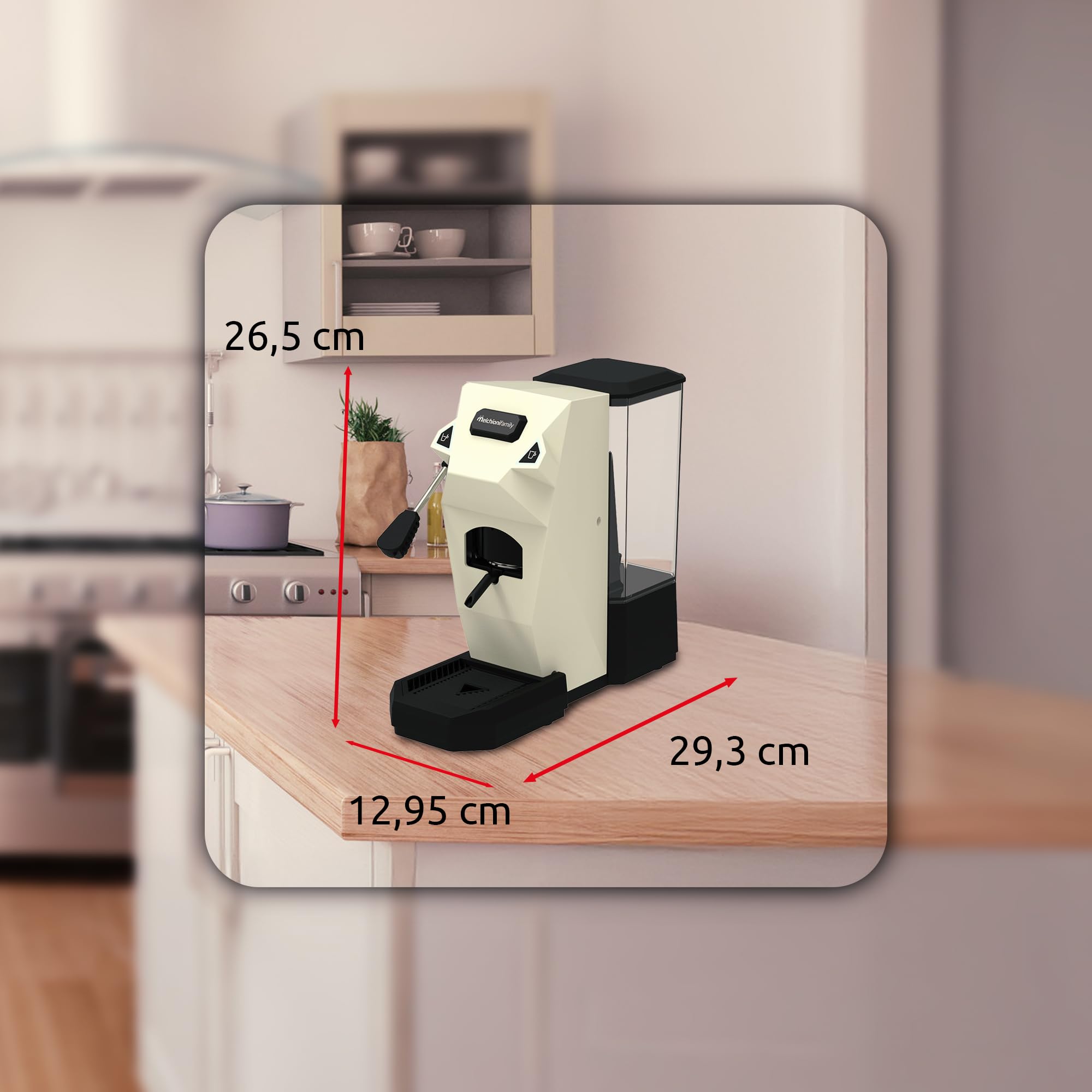 Melchioni Family | CIALDINA Macchina Caffè Espresso compatibile con Cialde E.S.E., 15 Bar, Serbatoio 1L, 2 Pulsanti Espresso e Lungo, Pompa Italiana, 550W
