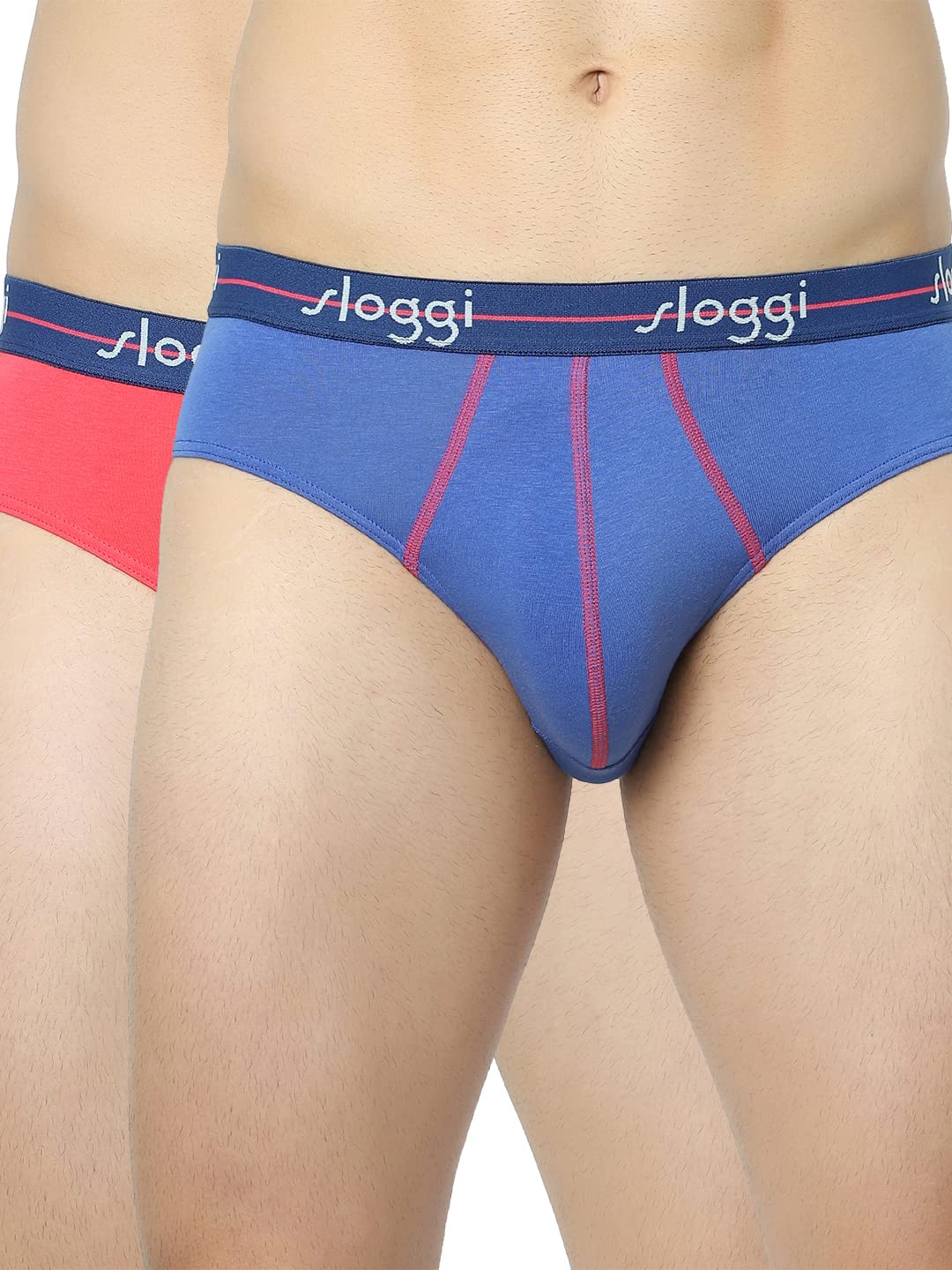 SloggiMen's Cotton Blend Modern Solid Briefs (Pack of 2) (10212124 P9_Multi-Color_2XL)