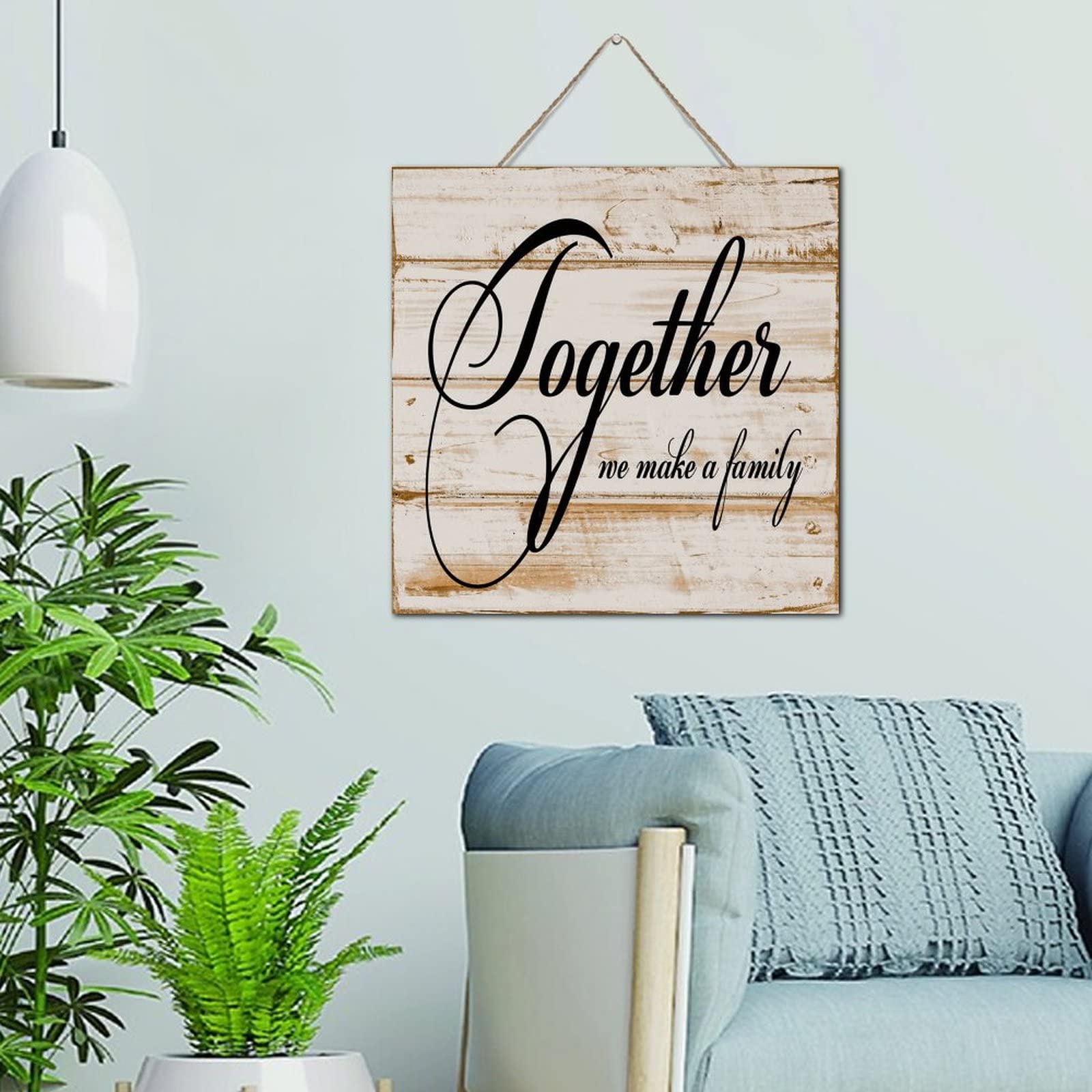 Plaque murale rétro en bois avec dictons Together We Make A Family