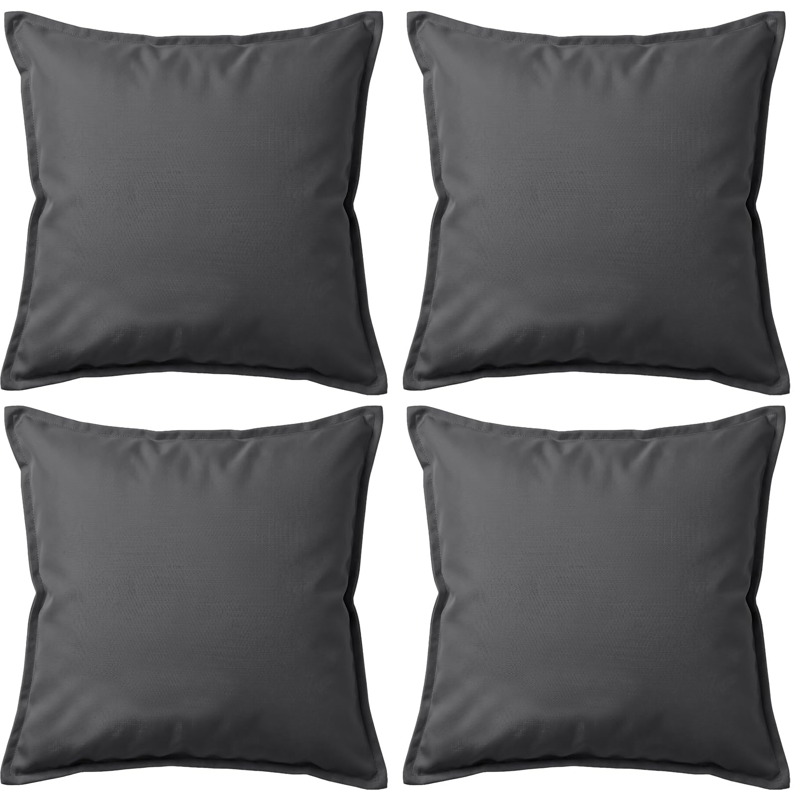 4 Pack Waterproof Outdoor Garden Furniture Seat Cushion 45x45cm Decorative Throw Pillow, Filled Cushion Cushion Covers 18"x18" for Garden Sofa Chair Livingroom Bedroom Patio (Dark Grey)