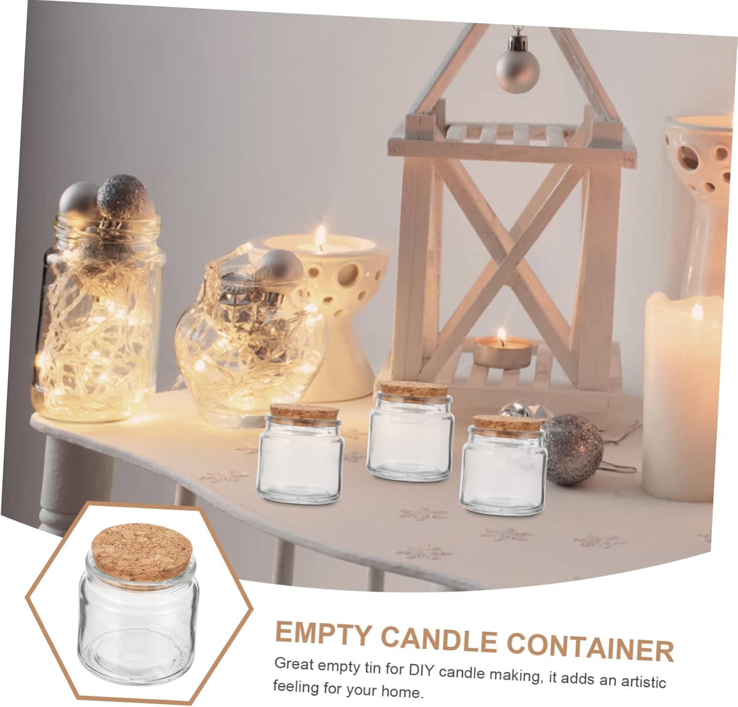 NUOBESTY 8pcs Transparent Glass Candle Jars with Cork Lids Aromatherapy Candle Holders for DIY Projects Versatile Storage for Tealights Crafts and Home Decor