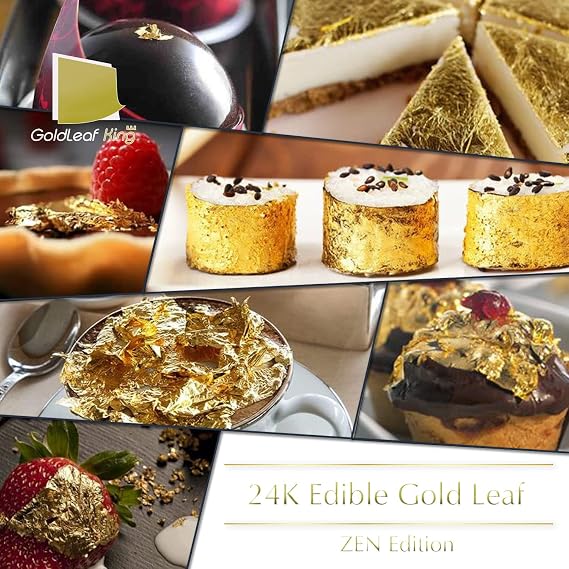 99.99٪ ورقة ذهبية صالحة للأكل من الذهب الخالص 24K GoldleafKing Zen Edition 10، 30، 50 Sheets Pack x 1.6 inch | 4x4cm الحجم المثالي المتوسط ( Zen Edition - 30 Sheet )