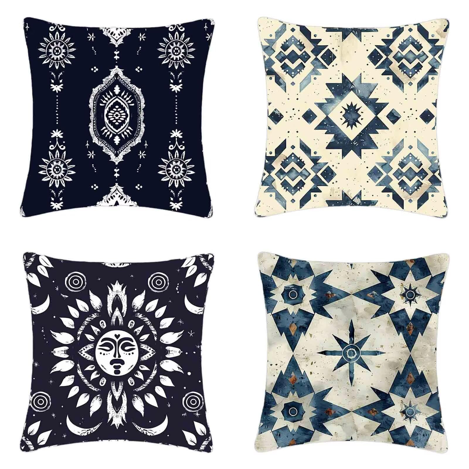 Amazon.co.jp: 青 クッションカバー 70 x 70 cm 4枚セット, 防水