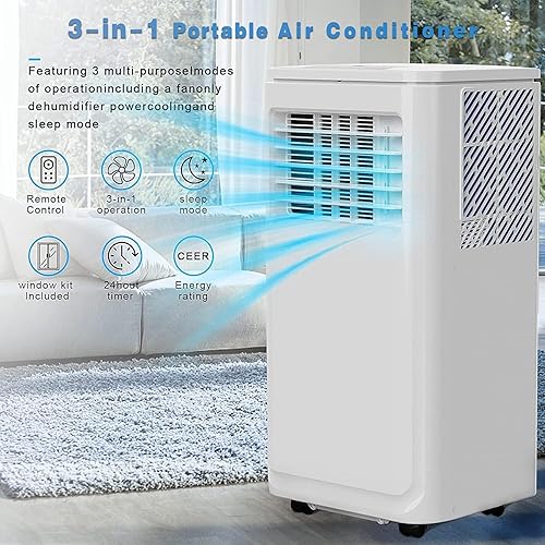 Miniatura 2 de OFIKA Aire acondicionado portátil para interiores de 10000 BTU, unidad de CA portátil para habitaciones de hasta 350 pies cuadrados, aire