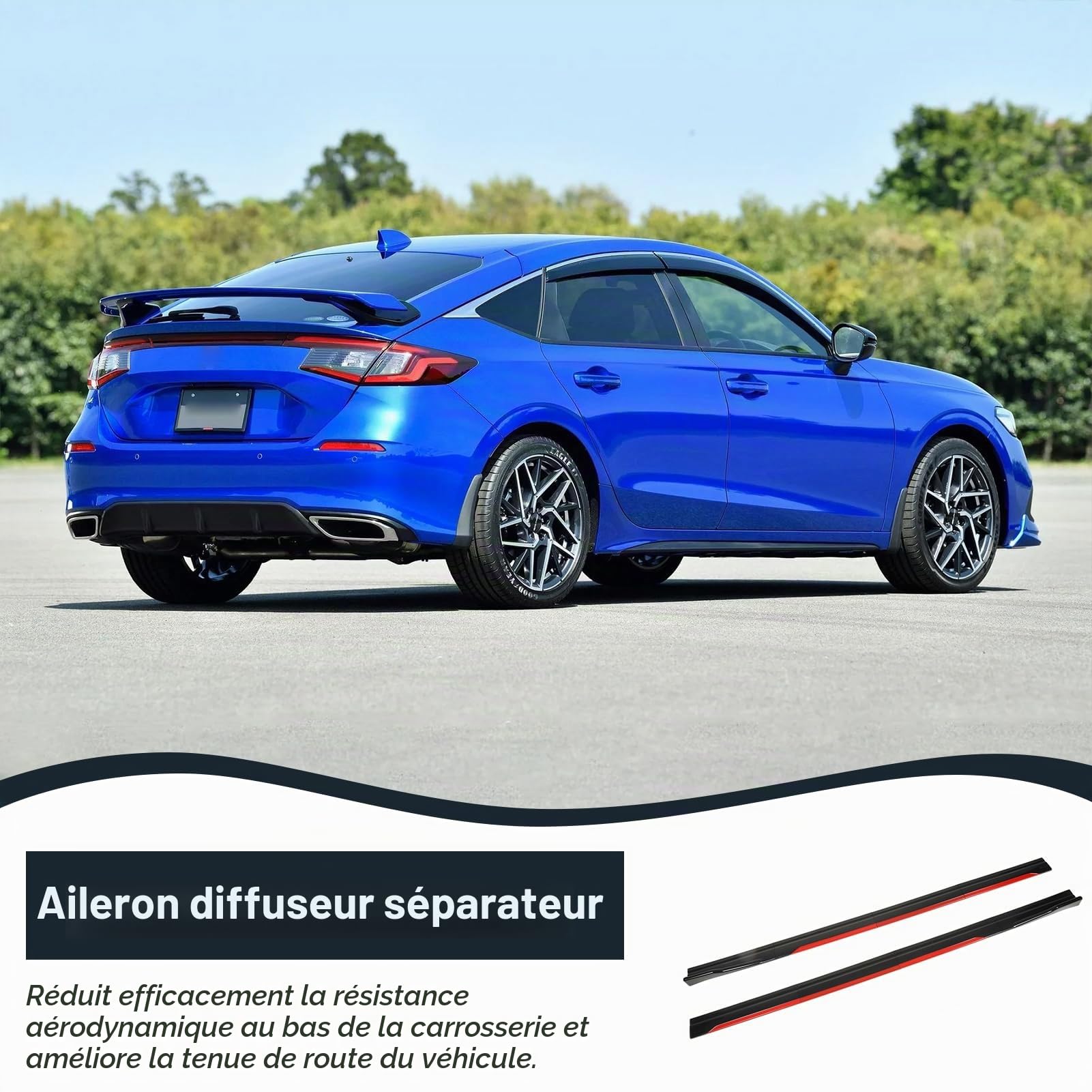 Jupes latérales pour voiture, jupe latérale de style de carrosserie de voiture, séparateurs de garniture rouge noir brillant diffuseur Winglet universel pour véhicule