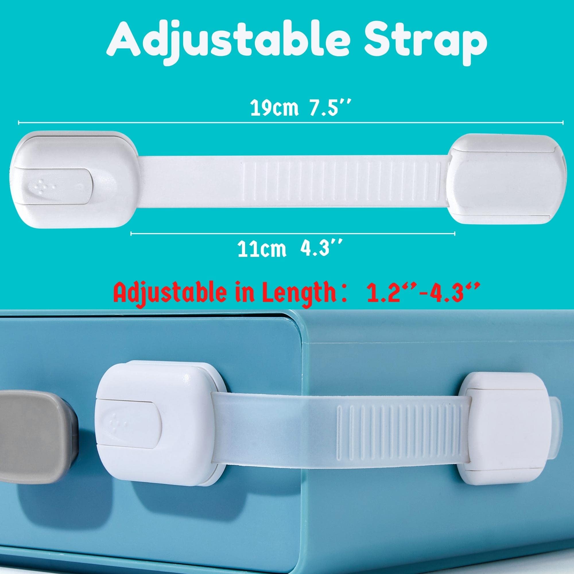 Lot de 10 Serrures de Sécurité Bébé pour Tiroirs et Armoires Lubibi, Ajustable Facile à Installer
