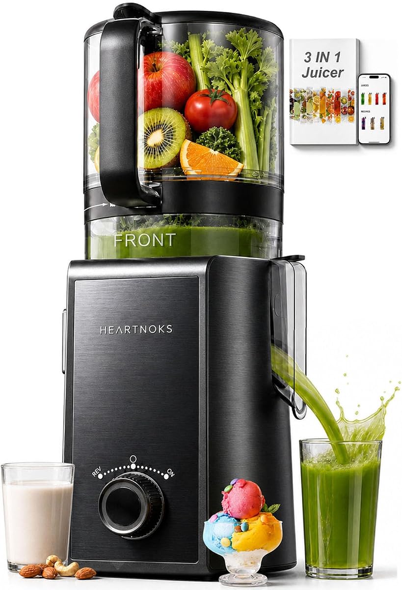 Juicer Machines, 3-in-1 Cold Press Juicer, 6.5'' Wide Feed Chute | Slow Masticating Juicer for Juice, Oat&Nut Milk, and Sorbet, Easy to Clean for Busy Mornings