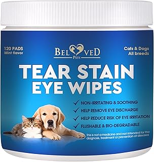 Pet Eye Wash Drops & Wipes Help Prevent Allergies Symptoms, Infections, Runny, Dry Eyes, Tear Stains - Helps with Abrasions, Irritations - Dirt Crust & Discharge Remover (Eye Wipes)