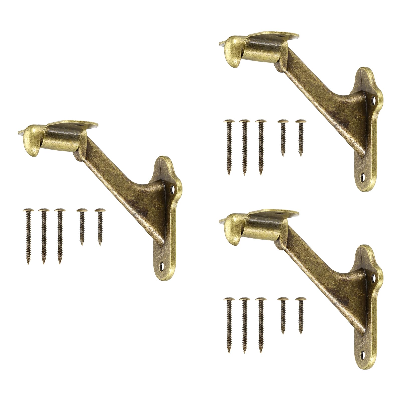 sourcing map 3Pack Bronze Handrail Bracket, 3 Inch Heavy Duty Stair Railing Brackets Stair Support Banister Hardware for Home Office Indoor & Outdoor Stairways