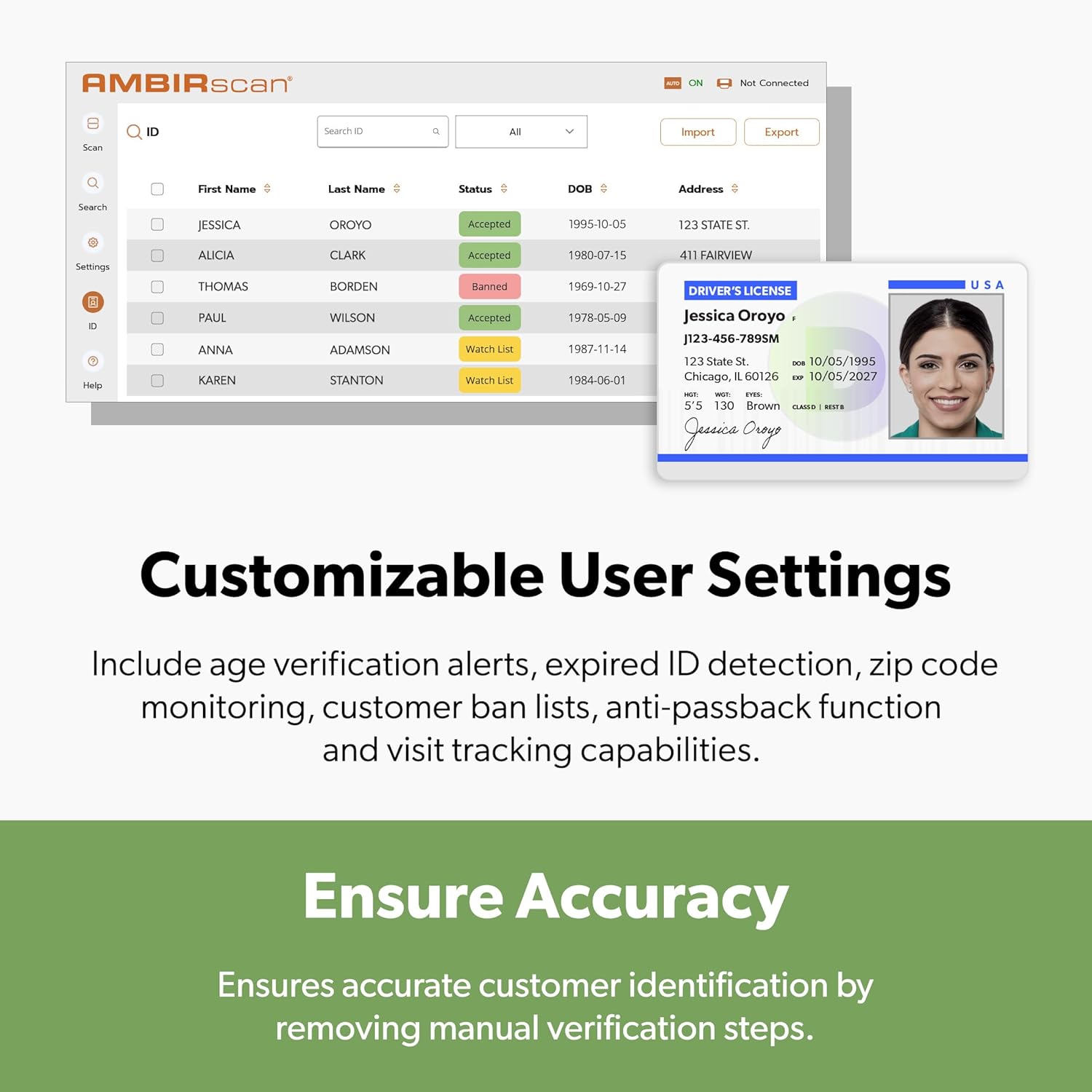 DS687 ID Scanner with Software - Automatic Data Extraction for Age Verfication, No Subscription One Time Purchase