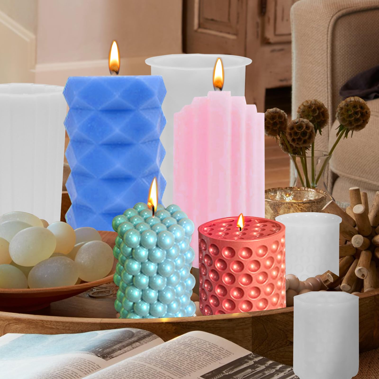 4 Stück Silikon-Kerzenformen Set – 3D Zylindrische Formen Zum Gießen Von Kerzen, Seife & Harz, Wiederverwendbar, Für DIY & Dekoration