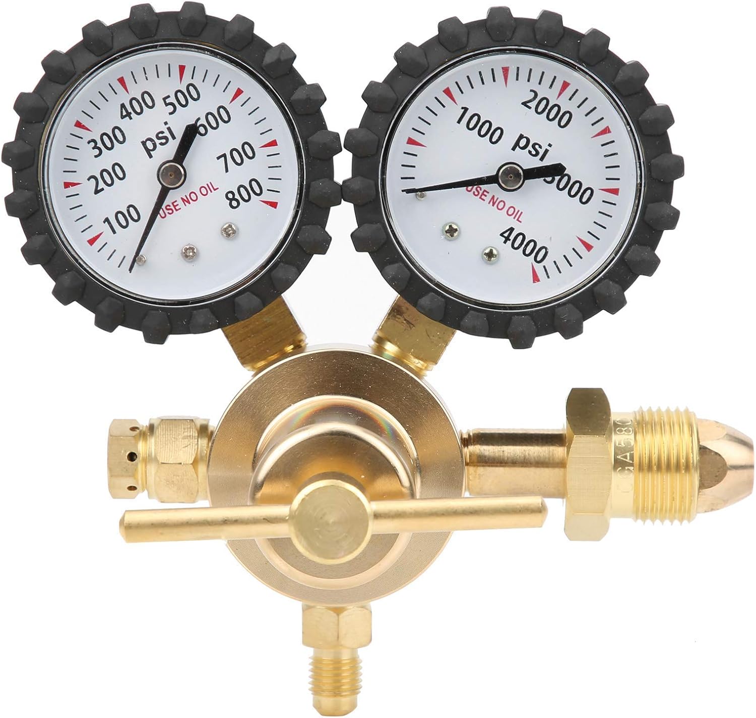Walfront Nitrogen Regulator Gas Air Pressure Regulator 0800 PSI Delivery Pressure Delivery Inlet Connection (CGA580), Manual Valve