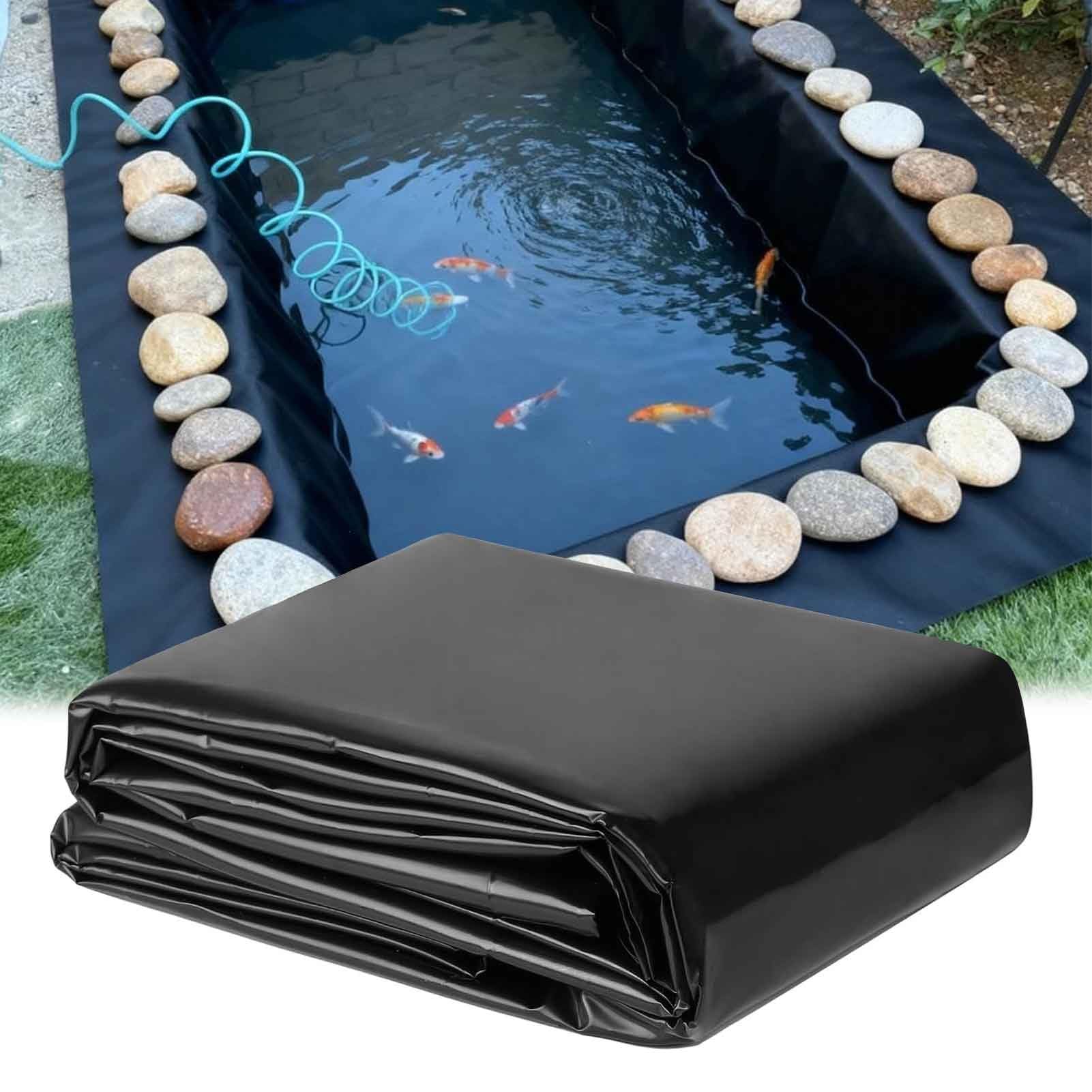 GLDYTVF Pond Liner,Heavy Duty Black HDPE Pond Liner - 5 Mil Durable Impermeable Film, Foldable Rubber Tarpaulin for Ponds, Fish Pond Underlay, 19.7x19.7ft
