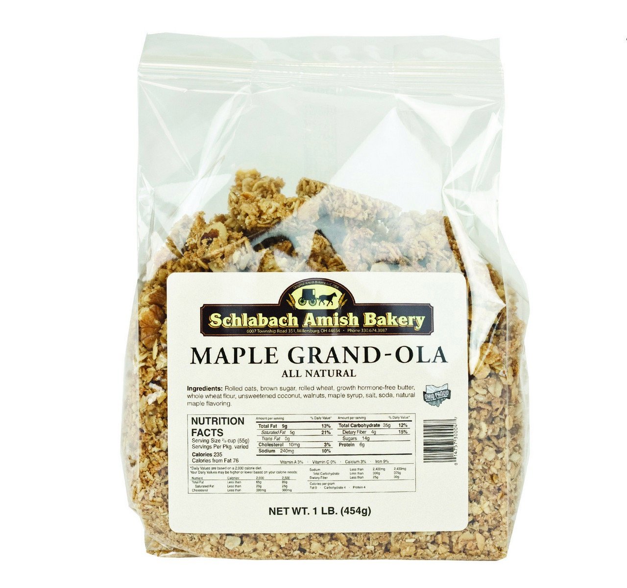 Schlabach Amish Bakery All Natural Maple Grand-Ola Granola (Pack of 4 – 16 Oz. Bags)