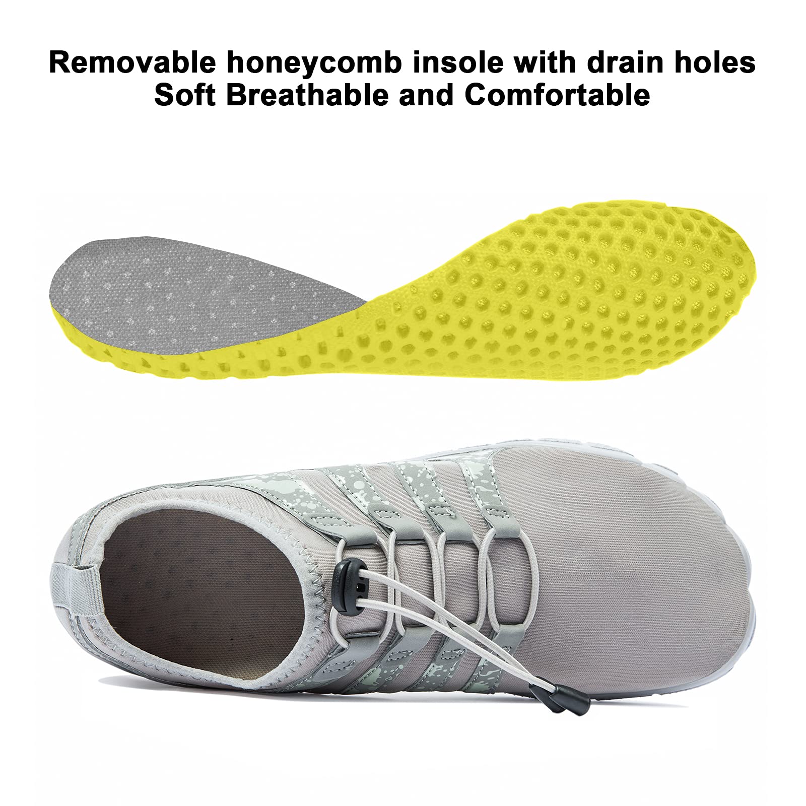 Josaywin Chaussures aquatiques pieds nus pour homme - Séchage rapide - Pour natation, plongée, surf, piscine, sports aquatiques, plage, marche à bout large
