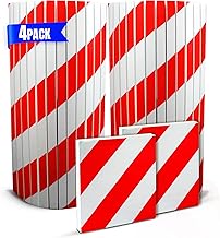 Garage Column Protector | 4 Units | Adapts to Circular Columns, Reflective Parking Protector – Door Protector and Car Bumper (2 Units 40 x 25 x 2 cm Flexible + 2 Units 25 x 20 cm Smooth) (Red)