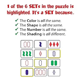 SET Card Games for Kids - Collectors Tin, Matching Game, Learning Games, Fun Family Games, Game Night, Travel Games, Memory Game, Learning Game, Multi-Player Card Game of Visual Perception, Ages 6+