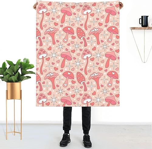 Mushroom 01 - Manta de forro polar suave de verano para mujer, 50 x 40 pulgadas, manta ligera de viaje para cama, sofá, bonita decoración del hogar