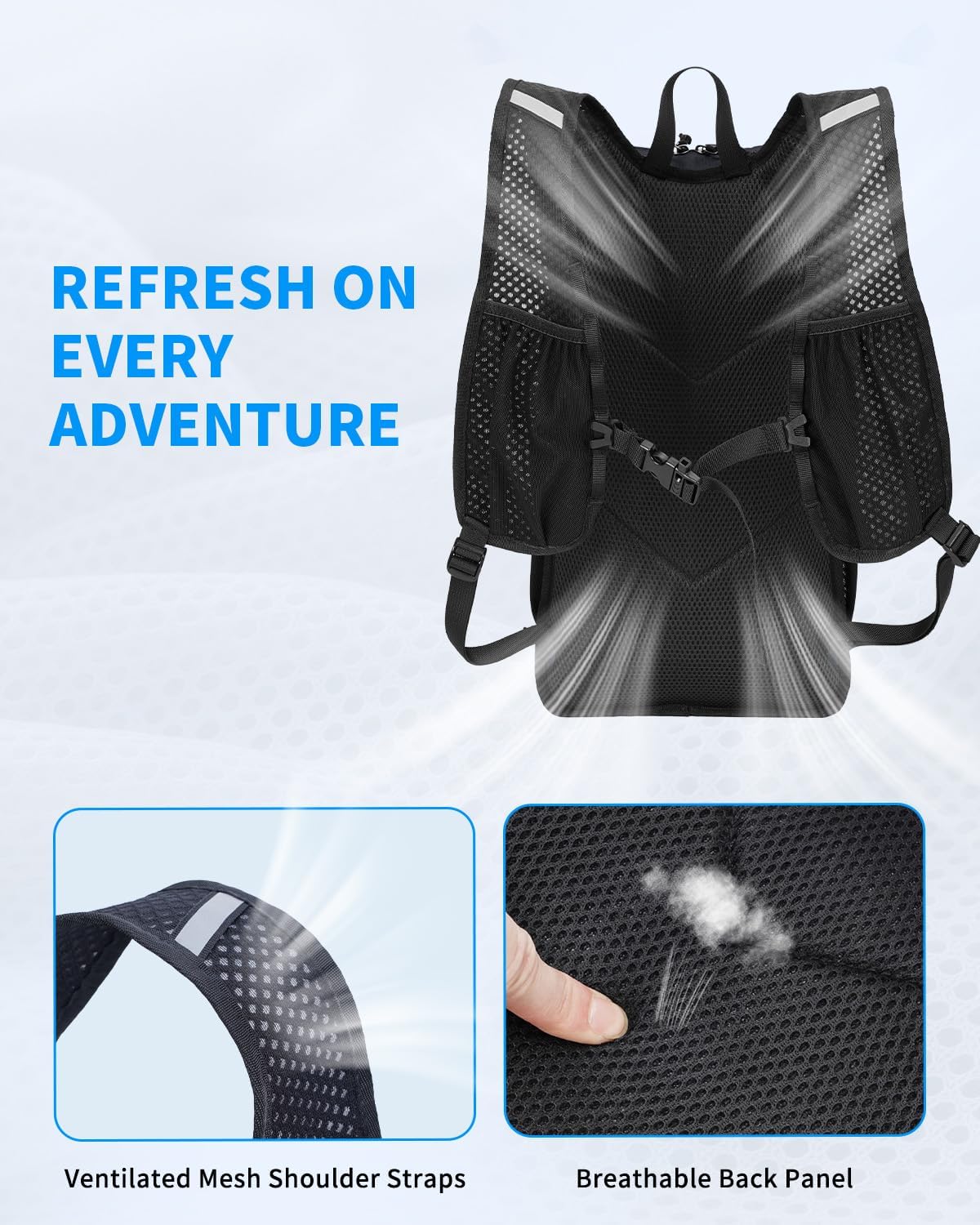 Blue Quartz Hydration Backpack with 2L Water Bladder, 18L Hiking Backpack for Women Men, Lightweight Water Pack with Phone Pocket for Quick Access, Hydration Pack for Cycling, Running, Biking