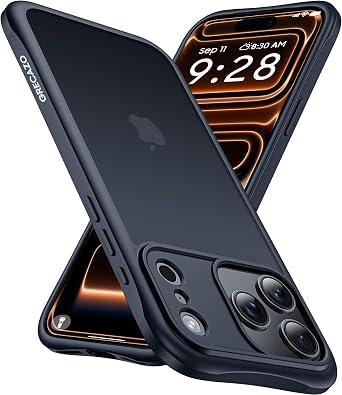 GRECAZO Shockproof for iPhone 17 Pro Max Case, 12FT Military Drop Proof Raised Bezels, Matte Translucent Slim Protective Anti-Scratch Hard PC Back Phone Case for iPhone 17 Pro Max 6.9 Cover, Black