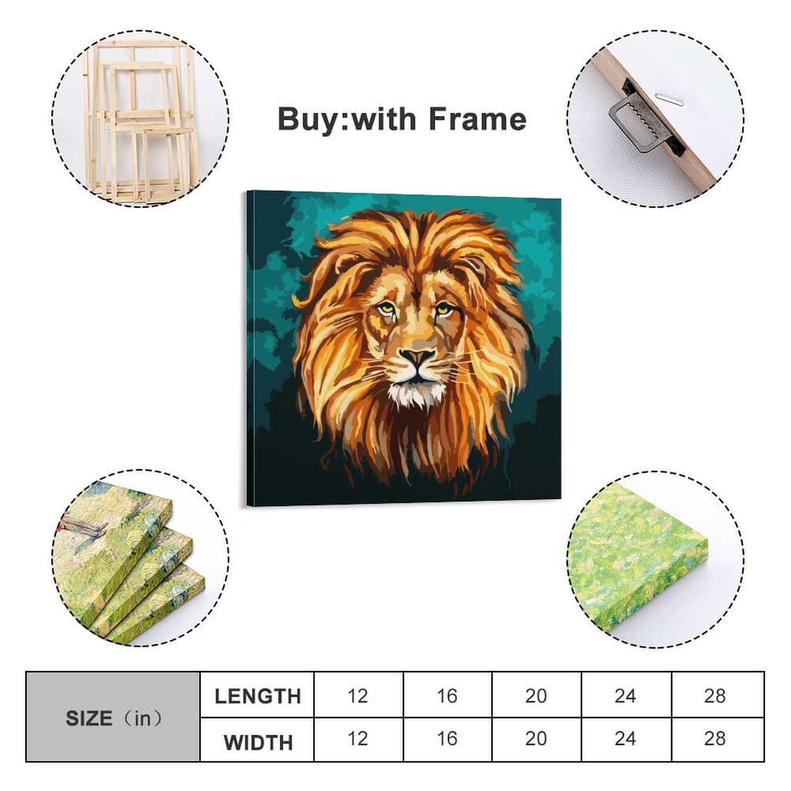 Amazon｜悲しいライオン インテリア装飾額装壁用絵画、キャンバスに