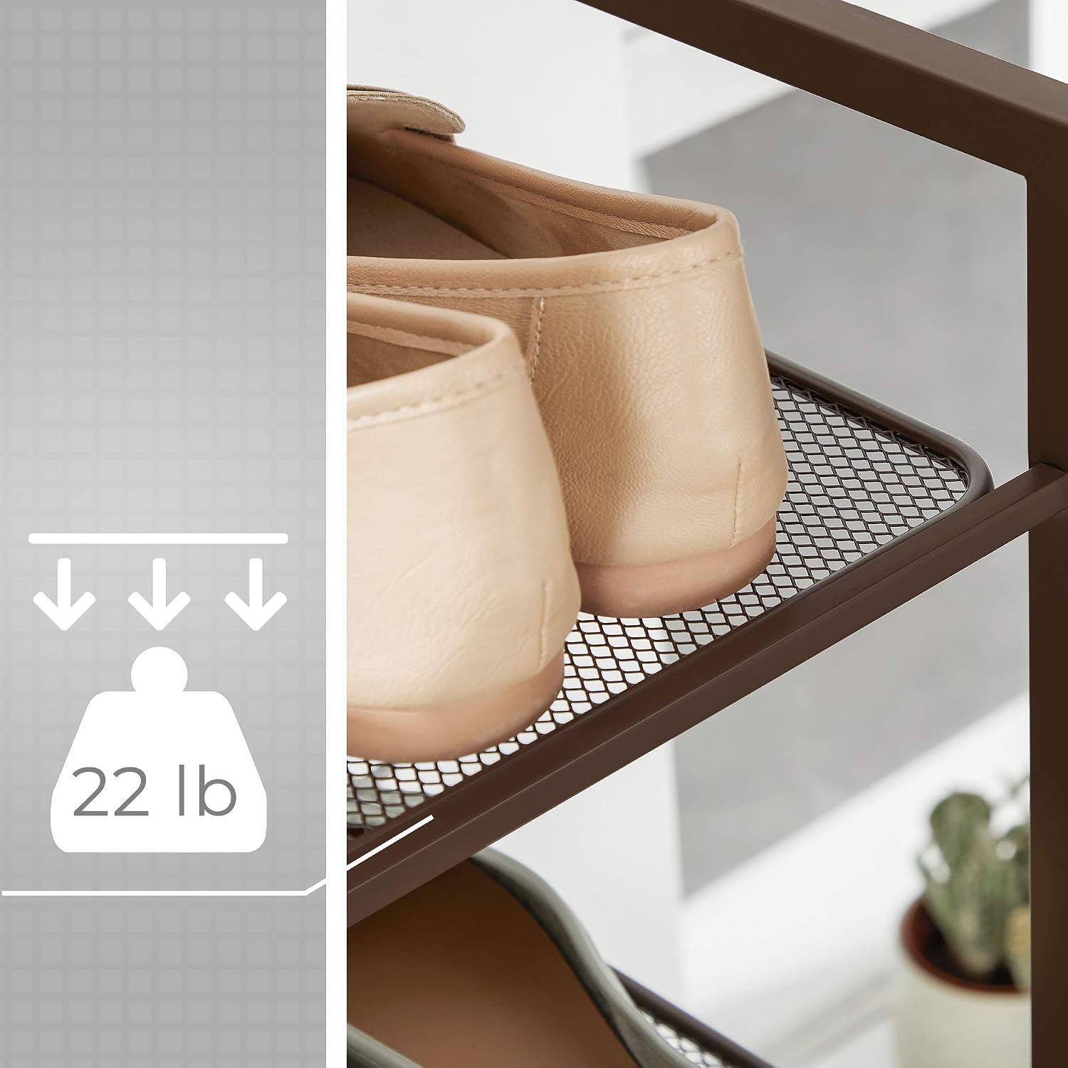 SONGMICS 6-Tier Shoe Rack, Stackable Shoe Organizer, 18-24 Pairs of Shoes, Metal Shoe Rack Storage, 24.8 x 11.8 x 44.1 Inches, Bronze ULMR086A01