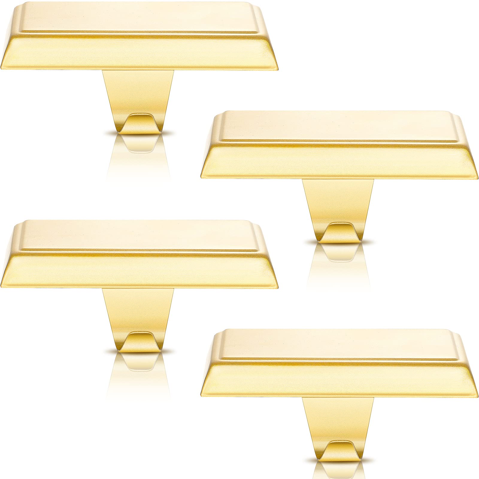 Zhengmy 4 Pcs Christmas Stocking Holders for Mantle Weighted Stocking Holder Fireplace Hangers for Xmas Holiday Party Decoration (Gold)