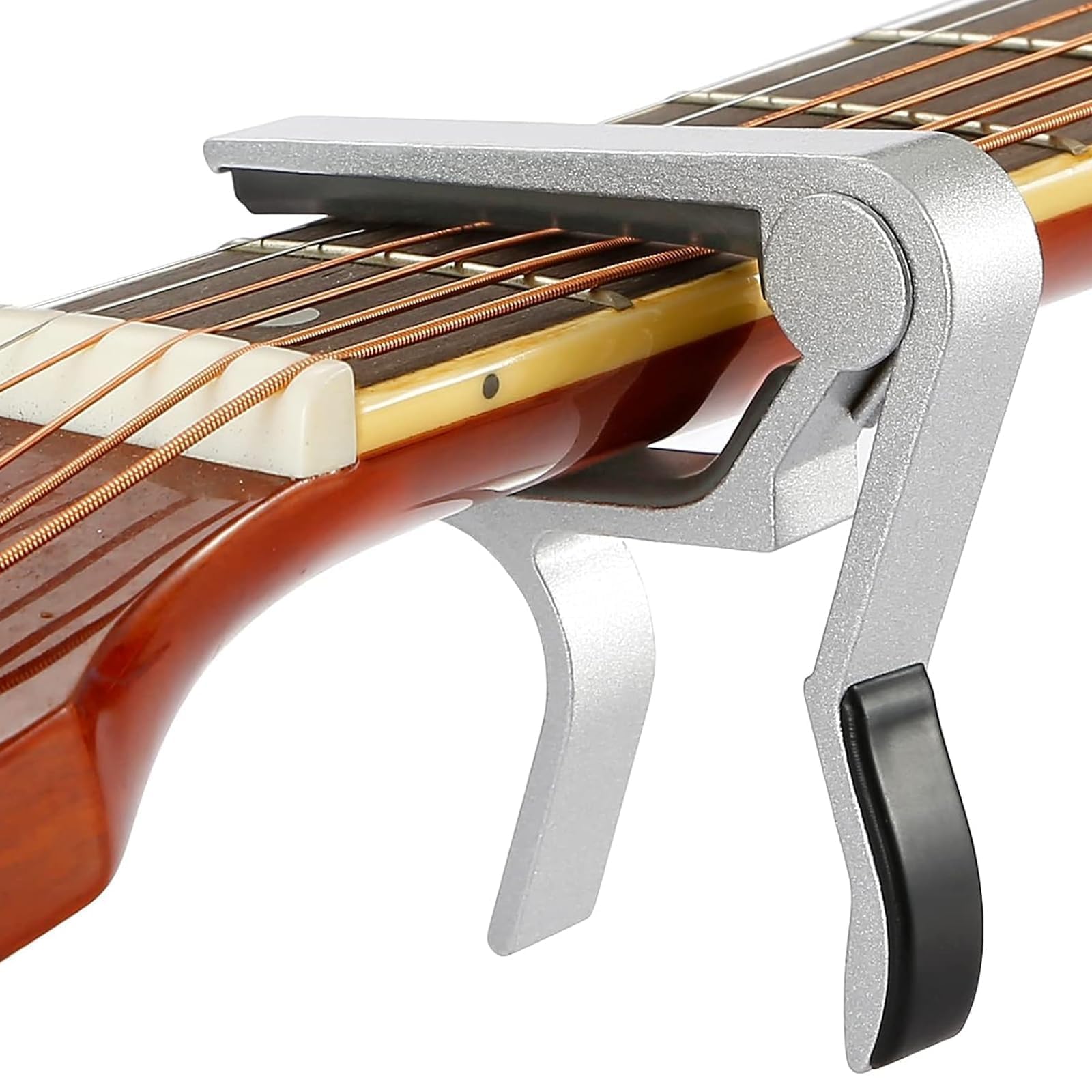 Guitar Capo Quick Change Capos for 6-String Acoustic for Acoustic Guitars Electric Guitars Capo with 5 Picks Durable and Lightweight Design Silver - Image 2