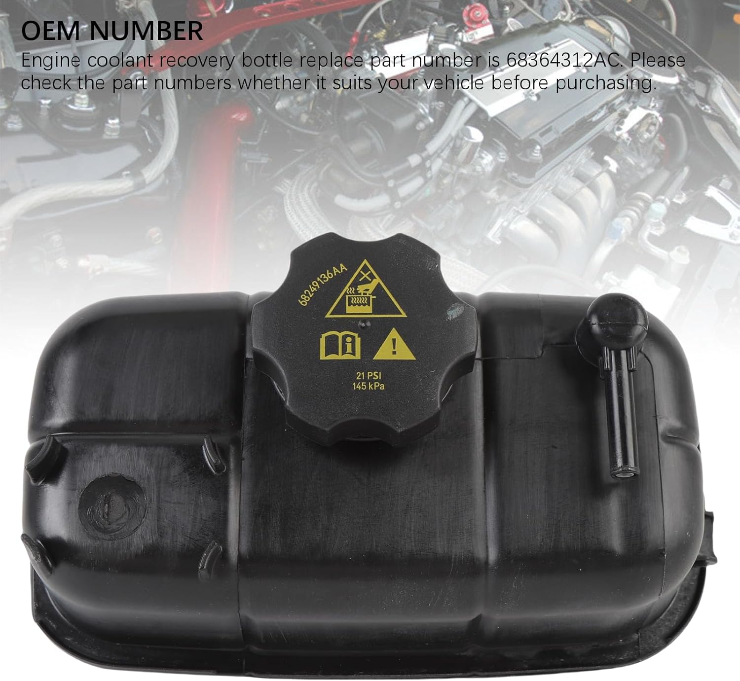 Engine Coolant 68364312Ac Coolant Recovery Bottle with for 2020 2021 Whether Your Enginecoolant Recovery with Capengine