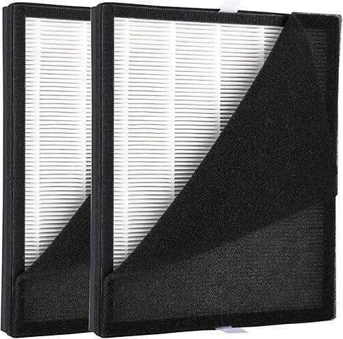 Paquete de 2 filtros de repuesto KJ190L con filtro lavable compatible con filtro HEPA MOOKA H13 purificador de aire para mascotas, filtro de carbón