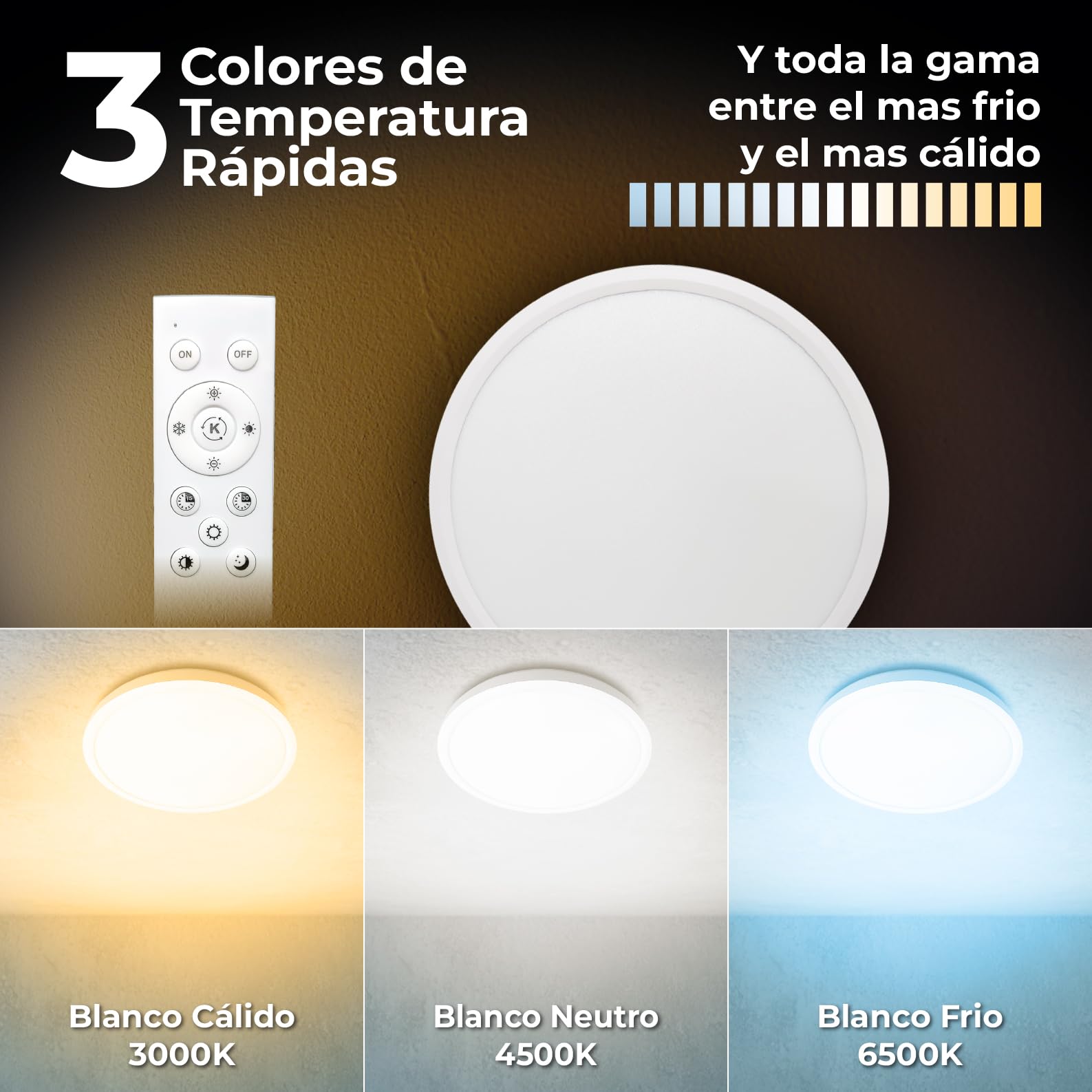 LED ATOMANT 2x Plafonnier LED Rond Bluetooth 30cm 24W CCT et Télécommande