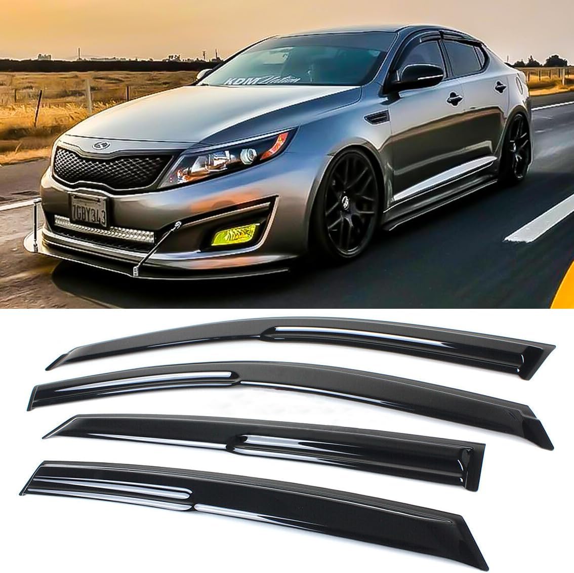 FITS 2011-2015 KIA Optima K5 JDM 3D Mugen Style Window Visor RAIN Guard Vent 4PC