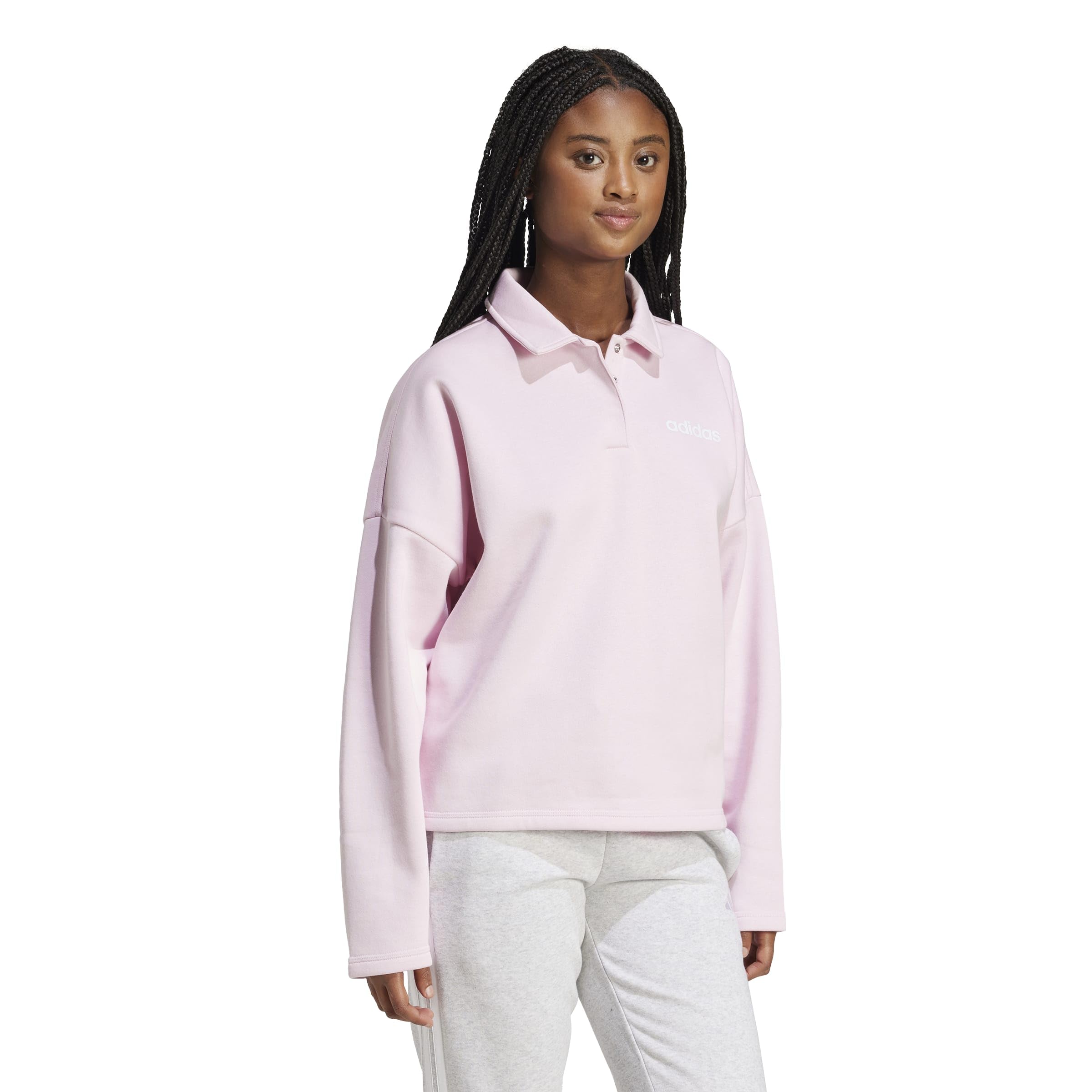 adidas Mujer Essentials Linear Fleece Polo Sweatshirt