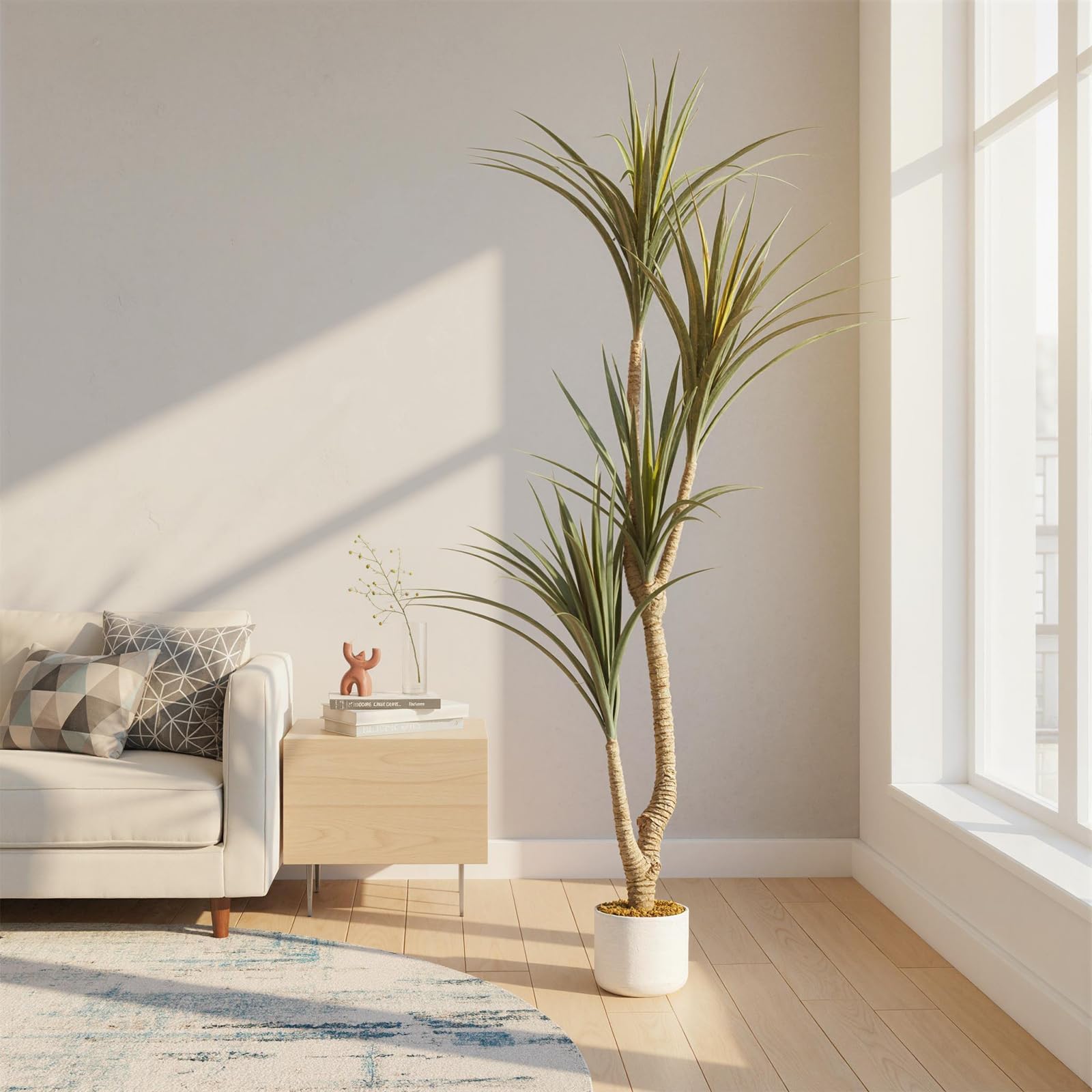 GarveeHome Albero di drago artificiale, altezza 165 cm, grande, artificiale Dracaena Marginata, con vaso, piante artificiali tropicali, per casa, ufficio, interni ed esterni, regalo di inaugurazione