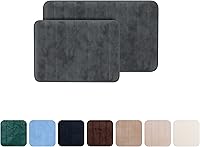 Vista 7 de Bedford Home Juego de 2 tapetes de baño de espuma viscoelástica de microfibra, alfombras de baño de felpa con parte trasera antideslizante y parte