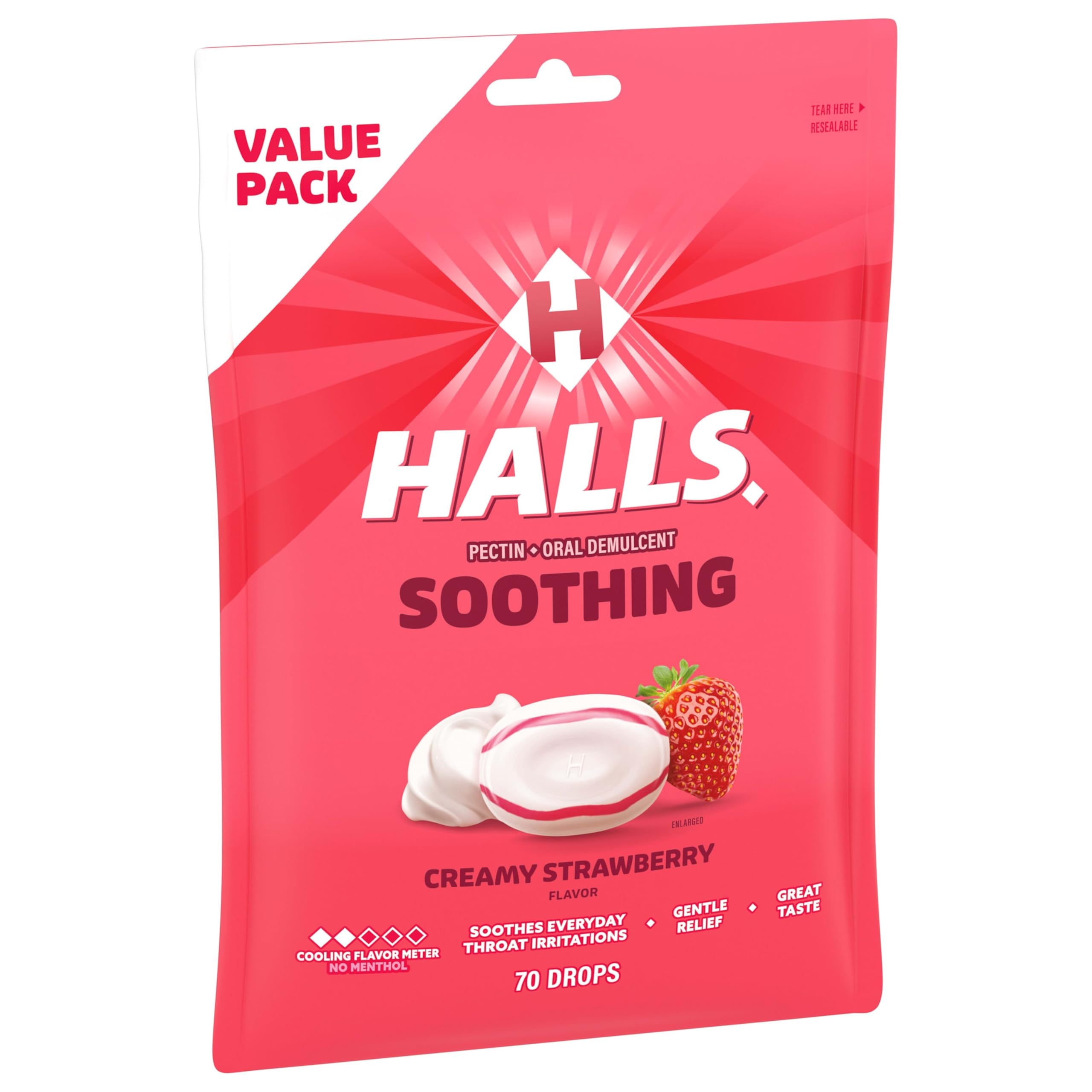 HALLS Soothing Creamy Strawberry Throat Drops, Value Pack, 70 ct — Amazon image 12