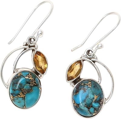 NOVICA Artisan Handmade Dangle Earrings Composite Silver Sterling Reconstituted Blue India Birthstone
