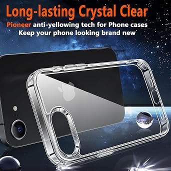 for iPhone 17e /iPhone 16E Case,Clear iPhone 17 E/iPhone 16 E Phone Case with 2XTempered Glass Screen Protector,Shockproof Slim Silicone TPU Bumper Hard PC Cover for iPhone 16e 6.1