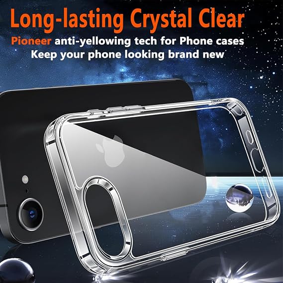 for iPhone 17e /iPhone 16E Case,Clear iPhone 17 E/iPhone 16 E Phone Case with 2XTempered Glass Screen Protector,Shockproof Slim Silicone TPU Bumper Hard PC Cover for iPhone 16e 6.1