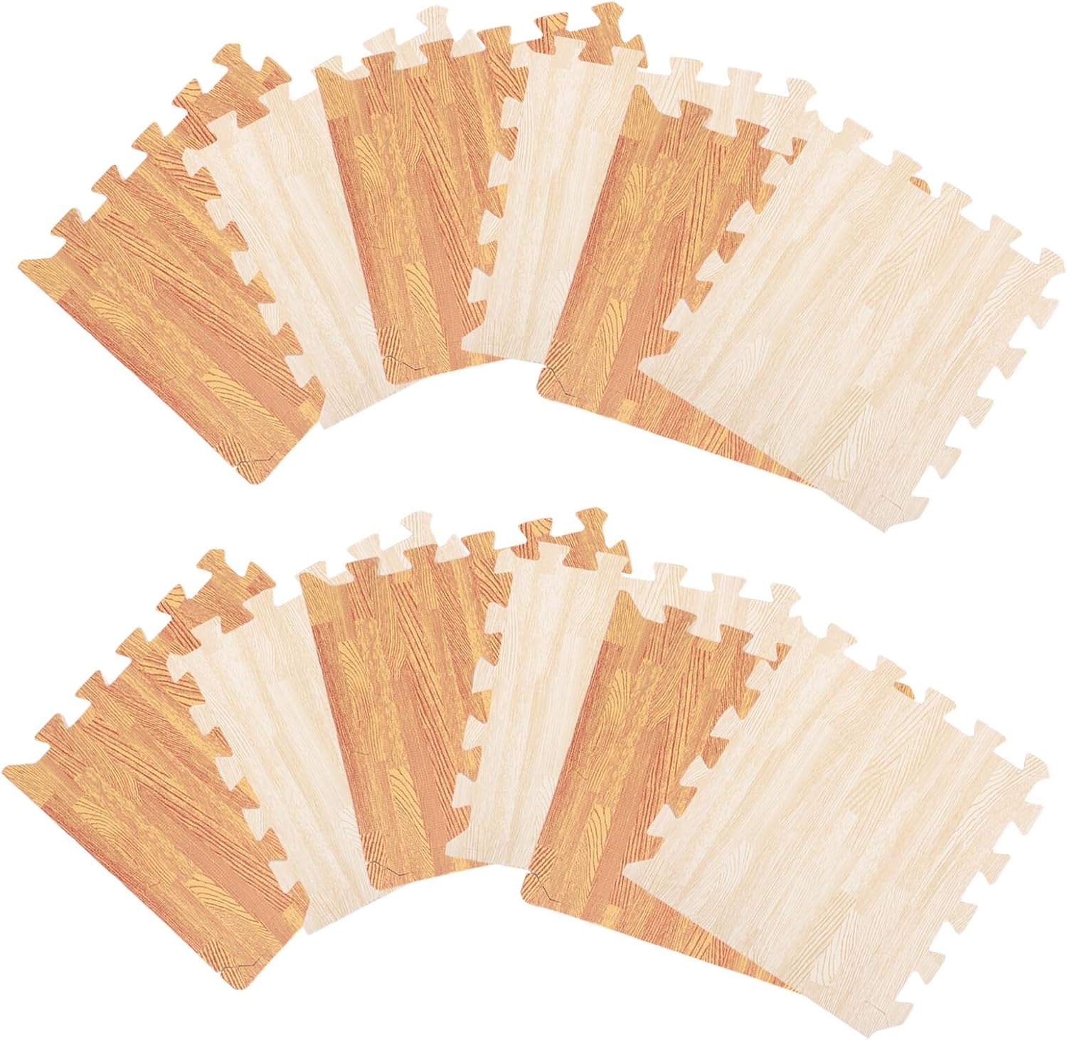Toyvian 12pcs Wood Grain Foam Floor Mats Interlocking Puzzle Tiles Non-Toxic Soft Floor Pads for Crawling Home Gym Exercise Playroom Flooring