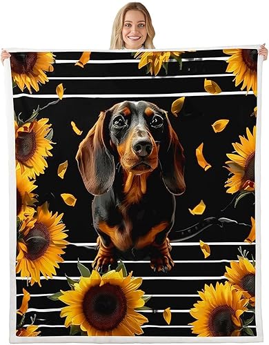 Miniatura 20 de Manta de vellón con diseño de animales de dibujos animados, diseño de madera de girasol amarillo, para cama, sofá, decoración de habitación de niños