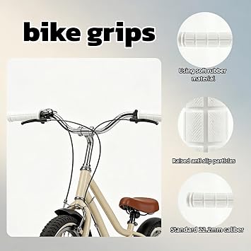 Bike Handlebar Grips, Colored Soft Rubber Non-Slip Bicycle Bar Grips Replacement, Non-Slip Handle Grips for Bikes, Scooters, BMX, Mountain & Cruiser Bikes
