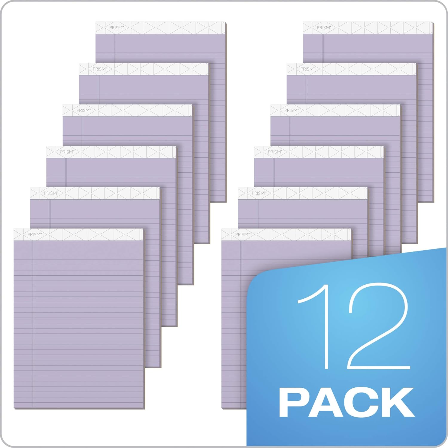 Tops Prism Writing Pads, 8-1/2" x 11-3/4", Legal Rule, Orchid, Perforated, 50 Sheets, 12 Pack (63140)