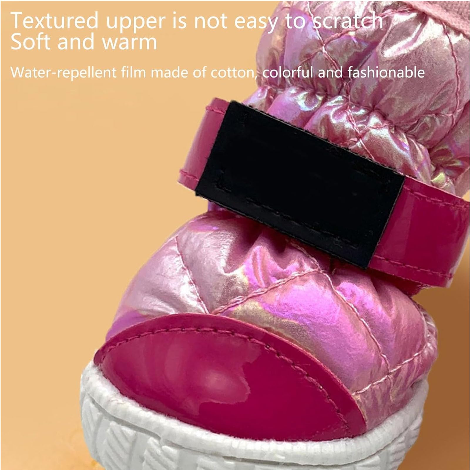 wasserdichte Schuhe Für Kleine Und Mittelgroße Hunde, Winter-Hundeschuhe Und Pfotenschutz Mit Rutschfester Sohle Für Schnee, Heißen Asphalt Und Spaziergänge Im Freien,Rosa,M