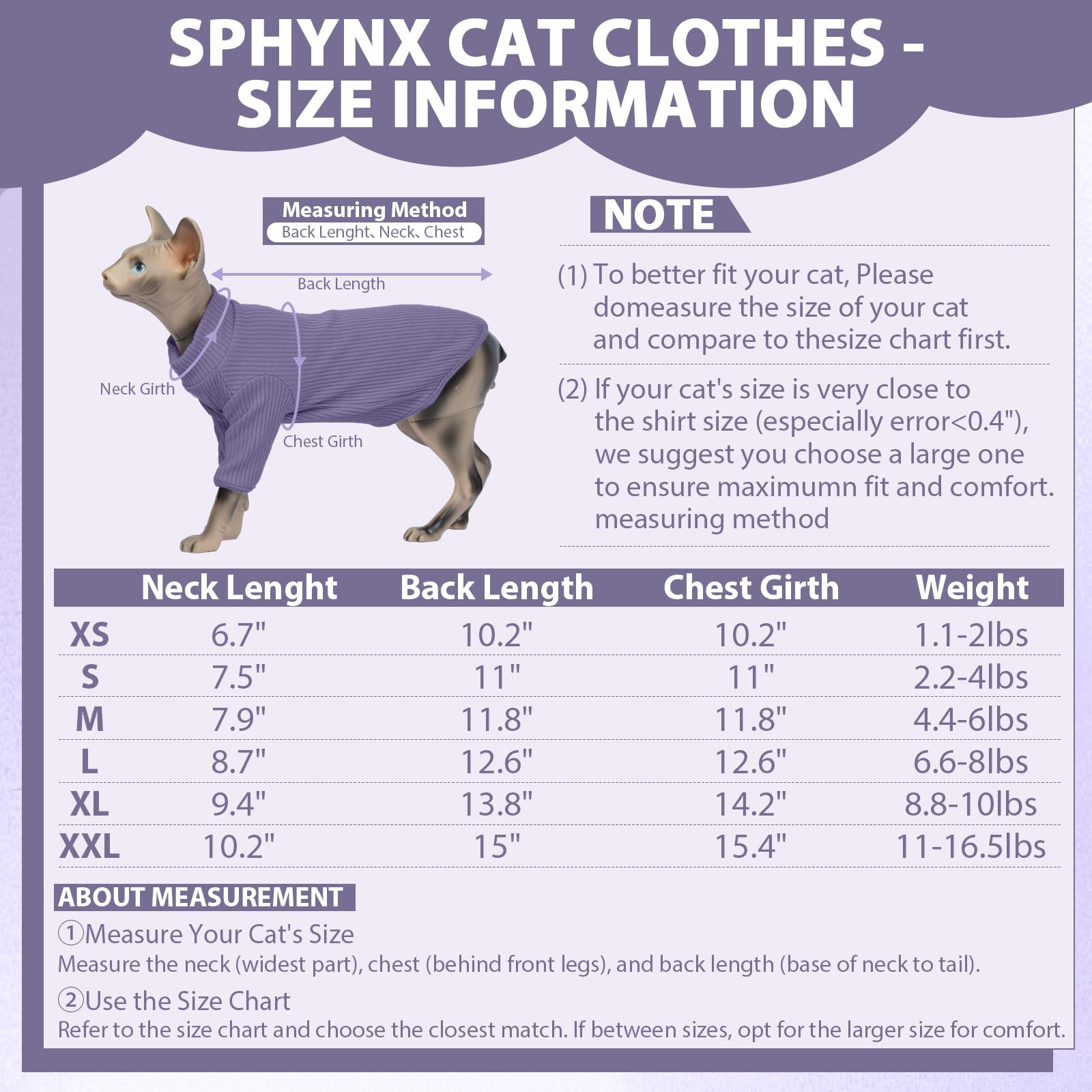 Hairless Cat Sweater, Sphynx Cat Clothes, Kitten Clothes, Breathable Sweaters Cats, Kitten Pullover Sleeves, Cat Jumpers Cats Only, Cat Clothes Sphynx, Cornish Rex, Devon Rex, TaroPurple — view 4