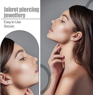 12pcs Flat Back Nose Stud Flat Back Stud Earrings 16g Labret Studs