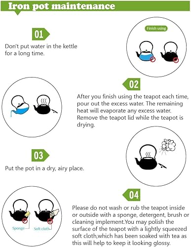 Miniatura 6 de Sotya Cast Iron Teapot, 40oz/1200ml Japanese Tetsubin Tea Pot with Infuser for Loose Leaf and Tea Bags, Tea Kettle Coated with Enameled Interior for