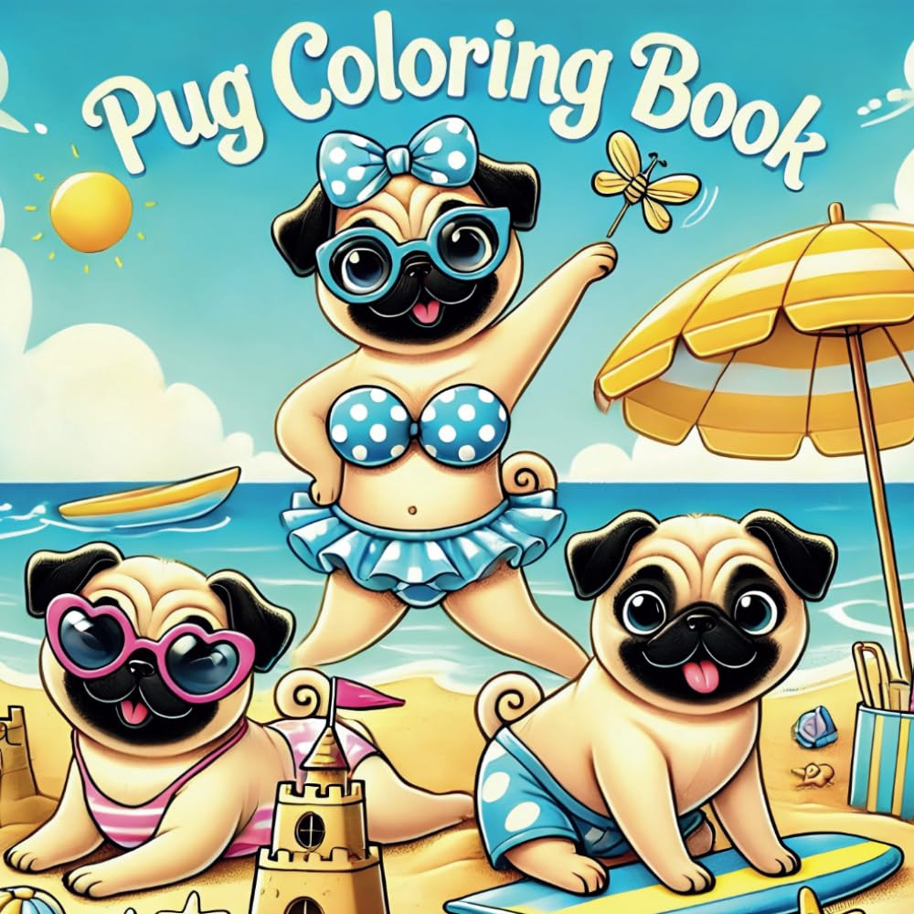 Pug Coloring Book: Fun and Educational Activity Book for with 50 Cute Pug Facts, dog coloring Pages for Children Ages 4-8, and Activity Pages for Dog Lovers